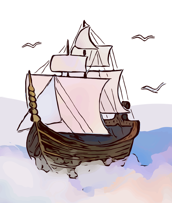 Ein Segelschiff auf hoher See